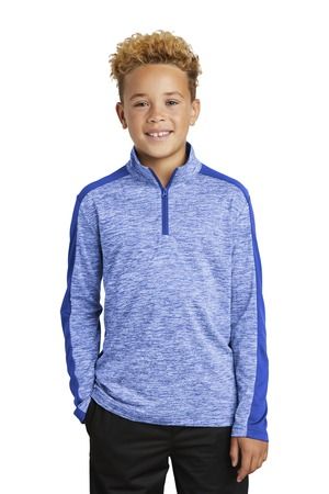 Sport-Tek  ®  Youth PosiCharge  ®  Electric Heather Colorblock 1/4-Zip Pullover