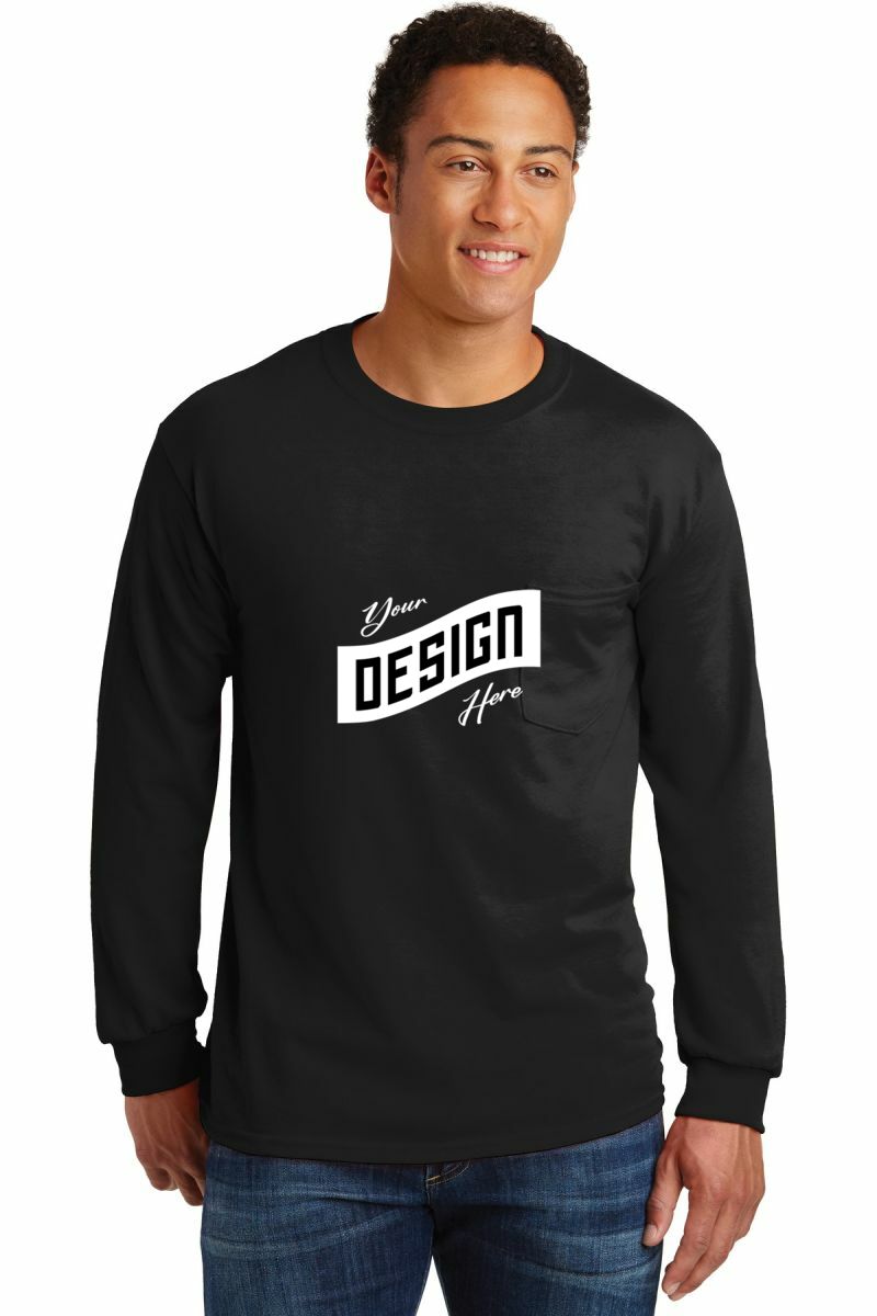 Gildan ® - Ultra Cotton ® 100% US Cotton Long Sleeve T-Shirt with Pocket