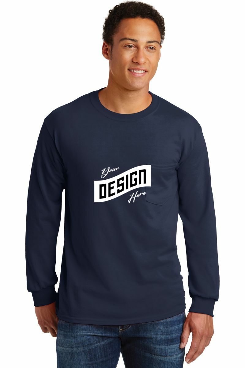 Gildan ® - Ultra Cotton ® 100% US Cotton Long Sleeve T-Shirt with Pocket