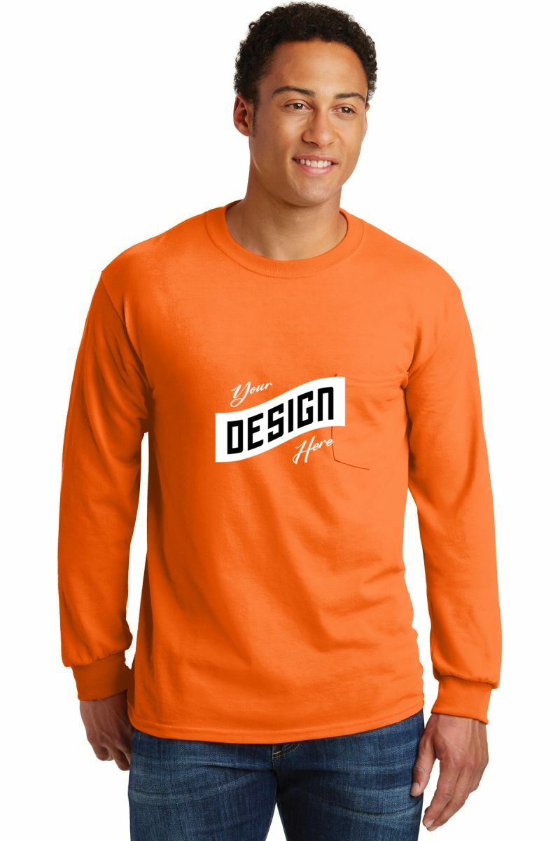 Gildan ® - Ultra Cotton ® 100% US Cotton Long Sleeve T-Shirt with Pocket