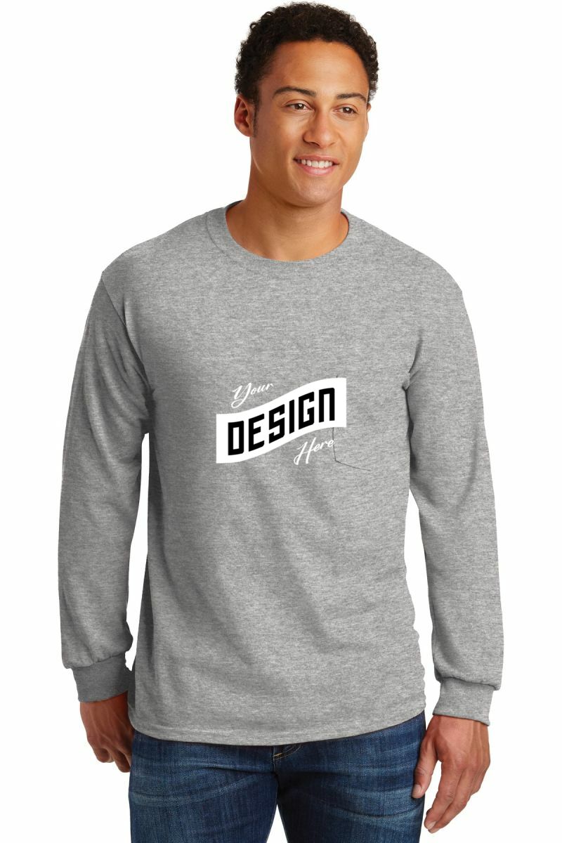 Gildan ® - Ultra Cotton ® 100% US Cotton Long Sleeve T-Shirt with Pocket