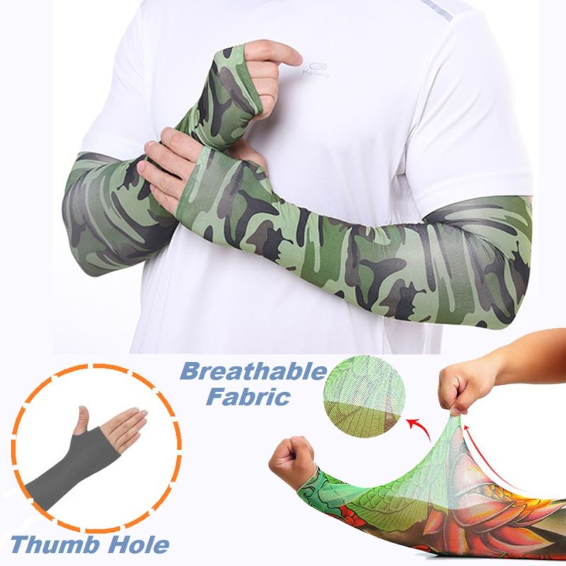 CoolMax Quick Dry Summer Arm Sleeves W/ Thumb Loop, Youth & Adult Size