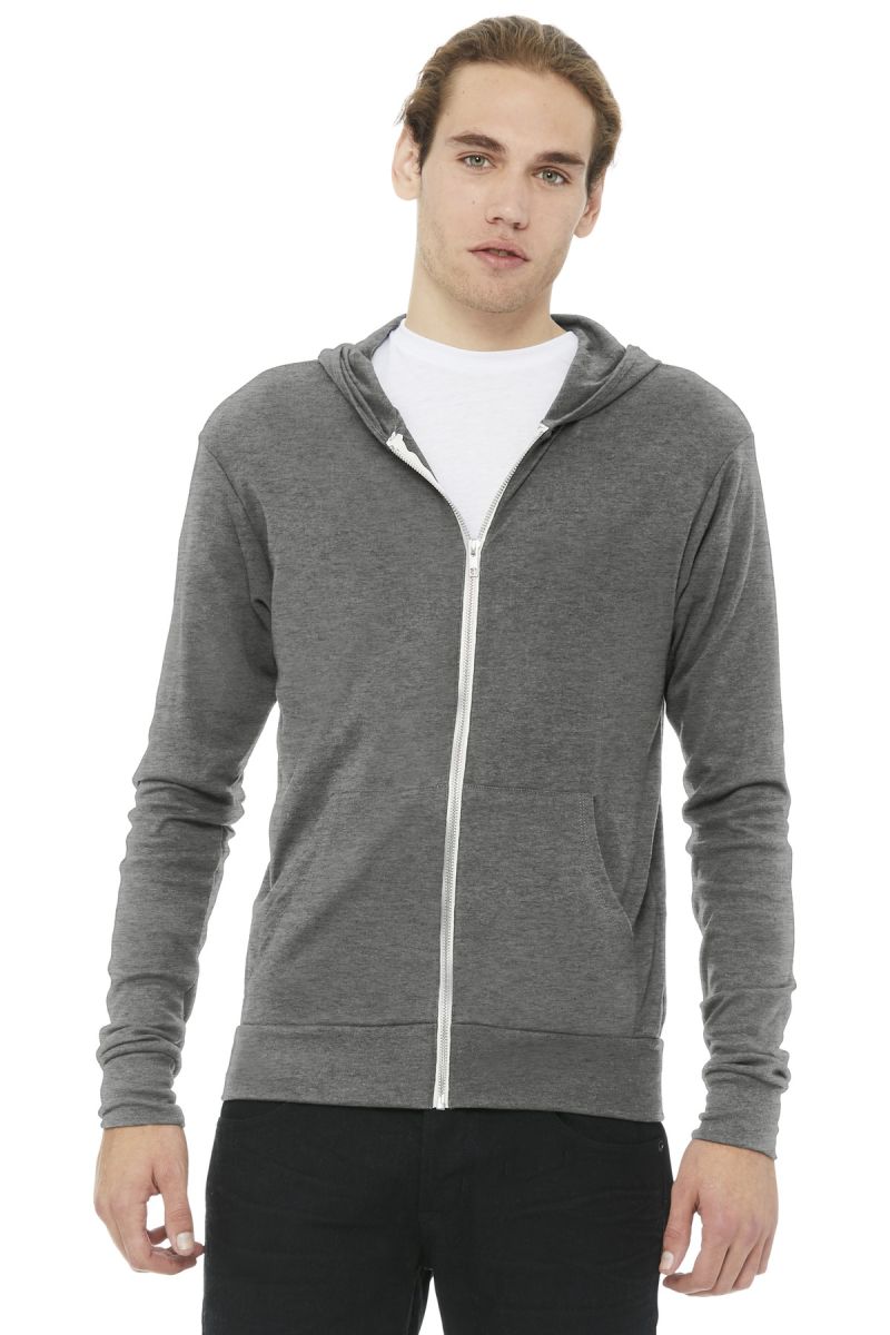  DISCONTINUED  BELLA+CANVAS  ®  Unisex Triblend Full-Zip Lightweight Hoodie