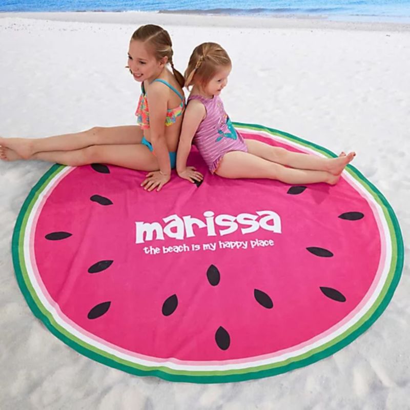 60" Diameter Round Sublimated Plush Microfiber Beach Towel