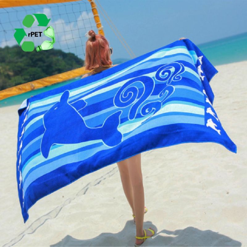 25"X 50" Eco-Friendly RPET Sublimated Microfiber Sand Proof Beach Towel
