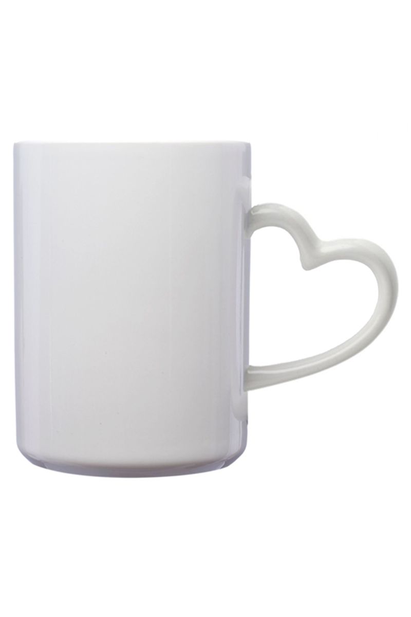 Full Color Sublimation Heart Handle Ceramic Mugs 11 Oz.