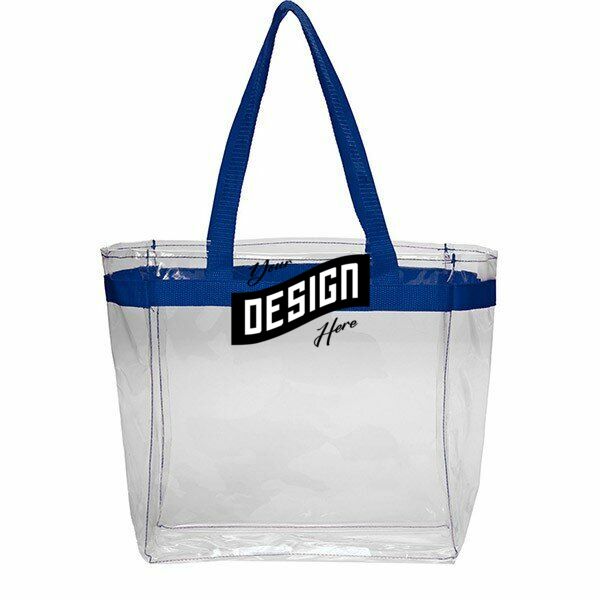 Clear Plastic Tote Bag W/ Colored Handles