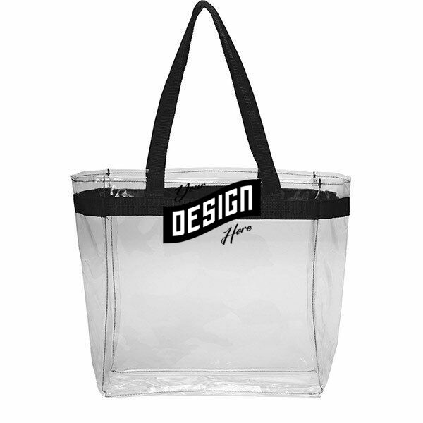 Clear Plastic Tote Bag W/ Colored Handles