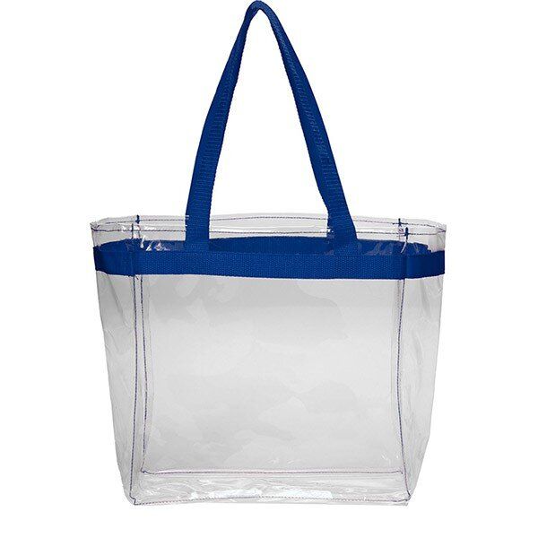 Clear Plastic Tote Bag W/ Colored Handles
