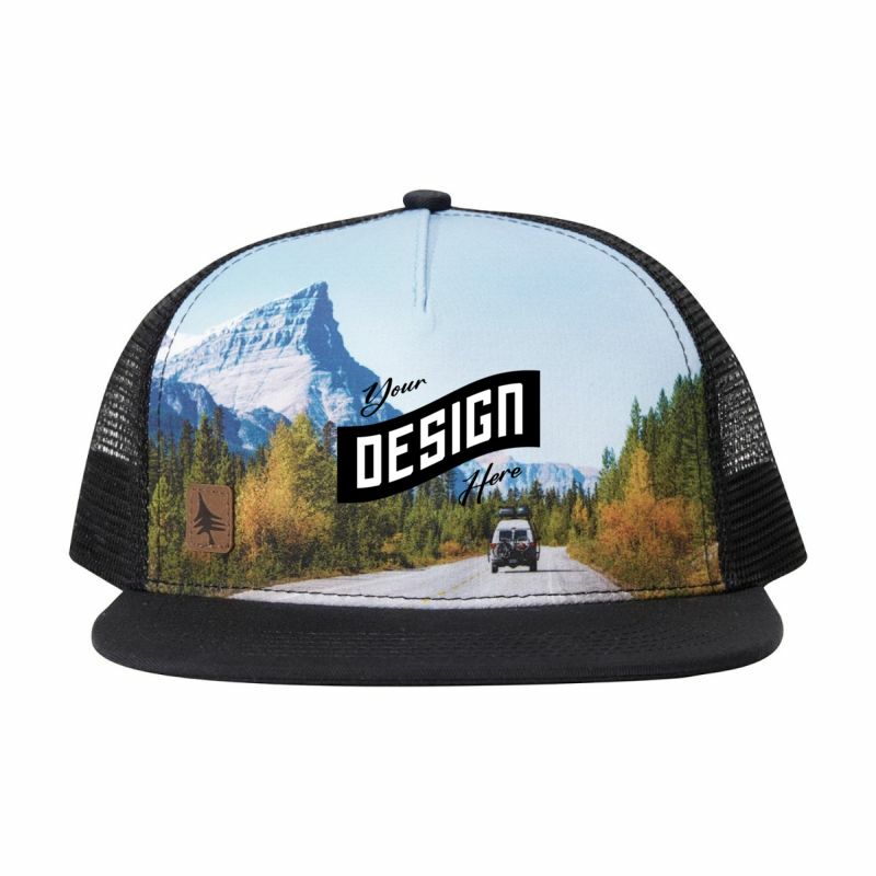 Flat Bill Trucker Mesh Cap W/ Sublimated Crown