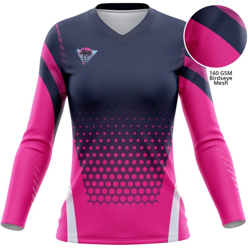 Women's 160 GSM Brushed Milk Silk Sublimation V-Neck Long Sleeve T-Shirt