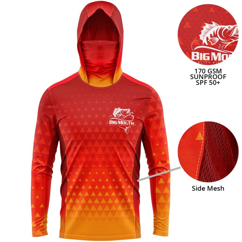 Unisex 170 GSM Sunproof SPF 50+ Fishing Long Sleeve Hoodie T-Shirt With Neck Gaiter