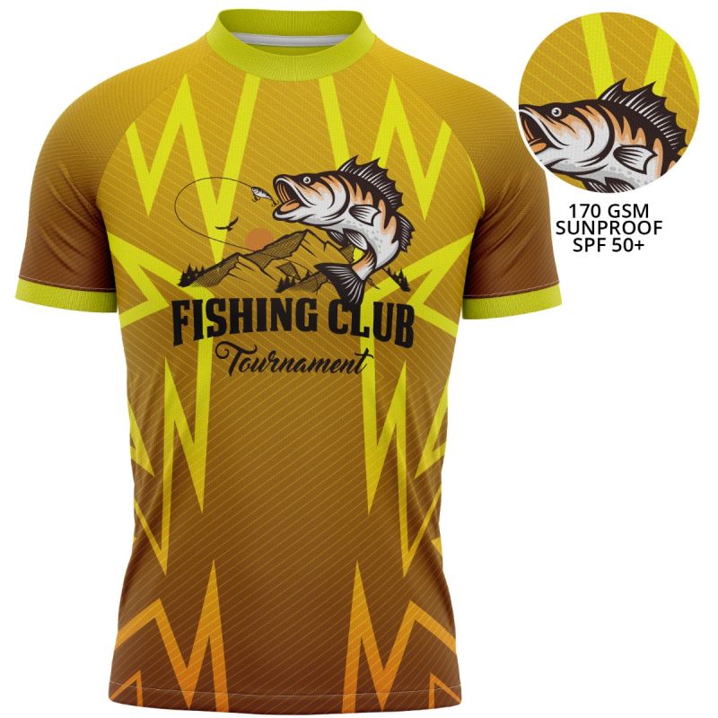Unisex 170 GSM Sunproof SPF 50+ Sublimation Short Sleeve Fishing T-Shirt