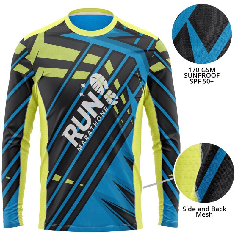 Unisex 170 GSM Sunproof SPF 50+ Sublimation Long Sleeve Fishing T Shirt W/ Side & Back Mesh