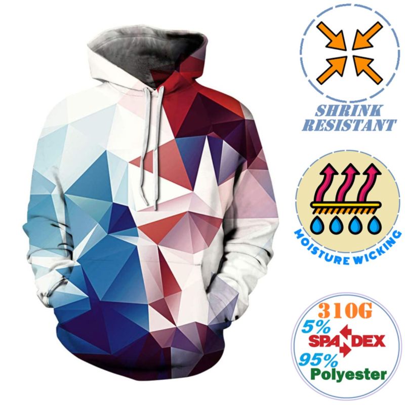 Unisex 310 GSM Interlock Fleece Sublimation Pullover Hoodies W/ Kangaroo Pockets