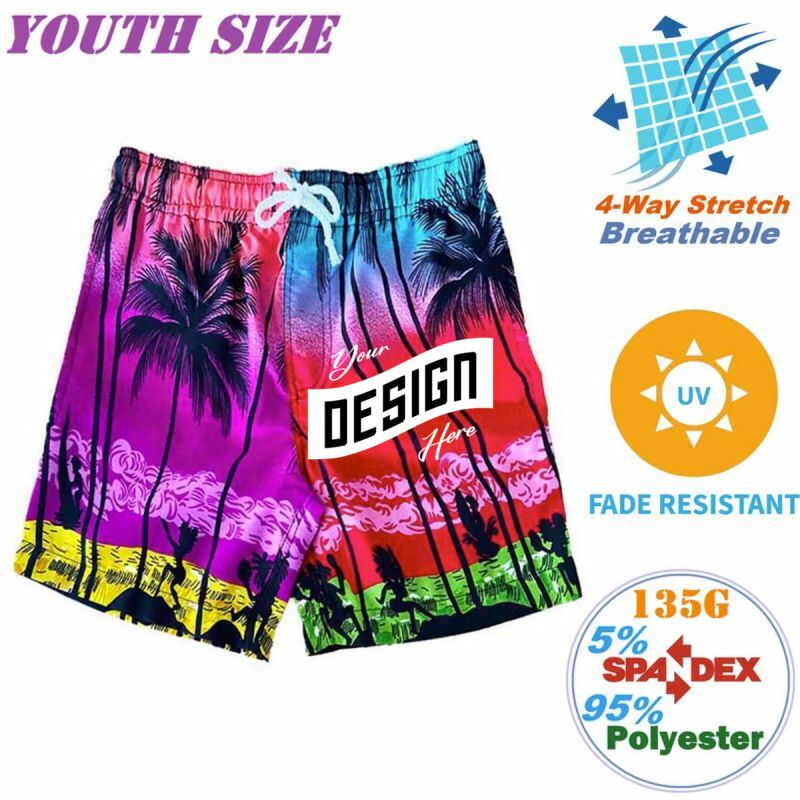 Youth 135GSM Breathable Wrinkle Free Hawaiian Shorts, Soft & Cool