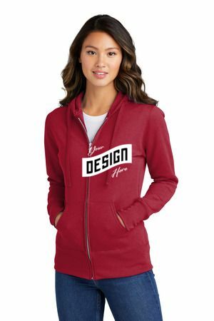 Port & Co   Women's Core Fleece Full-Zip Hooded Sweatshirt