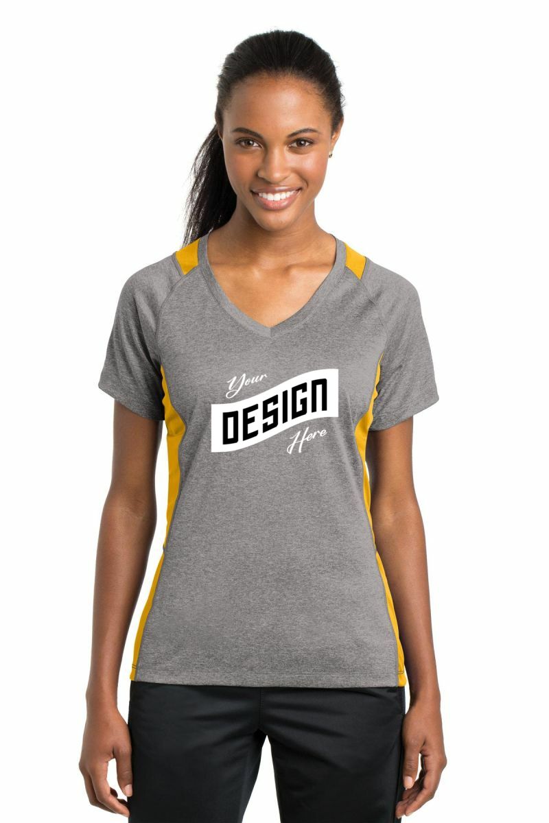 Sport-Tek ® Women's Heather Colorblock Contender V-Neck Tee