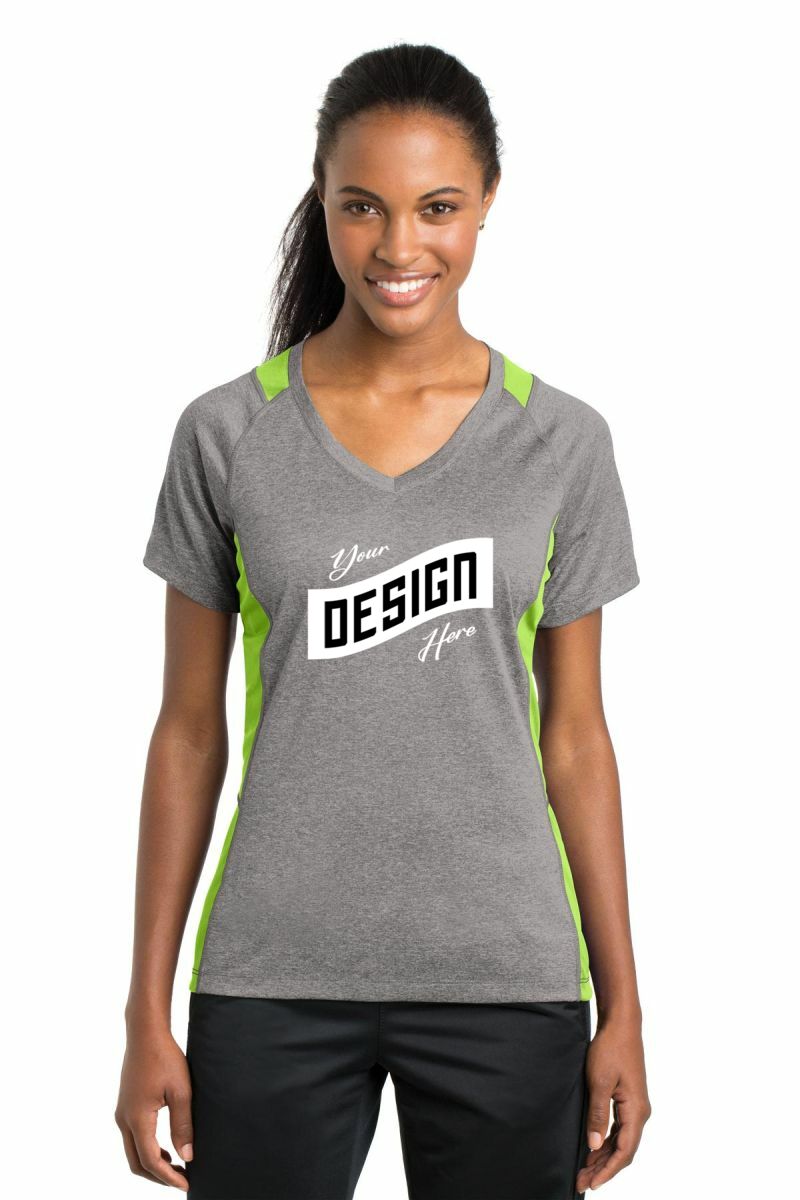 Sport-Tek ® Women's Heather Colorblock Contender V-Neck Tee