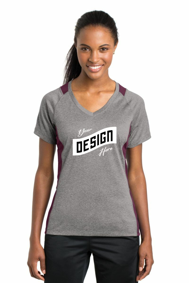 Sport-Tek ® Women's Heather Colorblock Contender V-Neck Tee