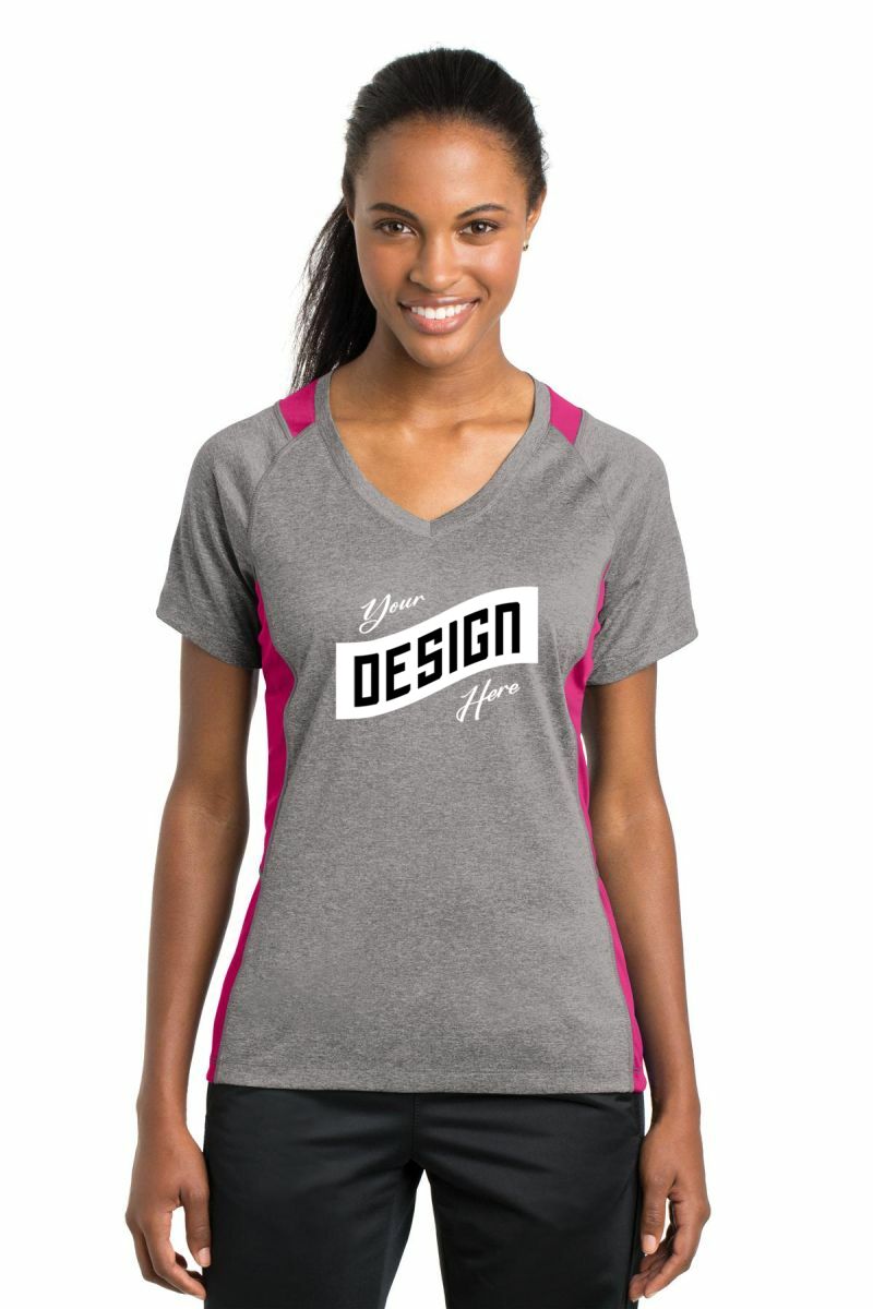 Sport-Tek ® Women's Heather Colorblock Contender V-Neck Tee