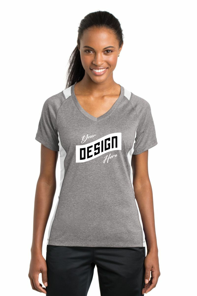 Sport-Tek ® Women's Heather Colorblock Contender V-Neck Tee