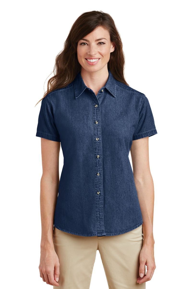 Port & Co   Women's Short Sleeve Value Denim Shirt