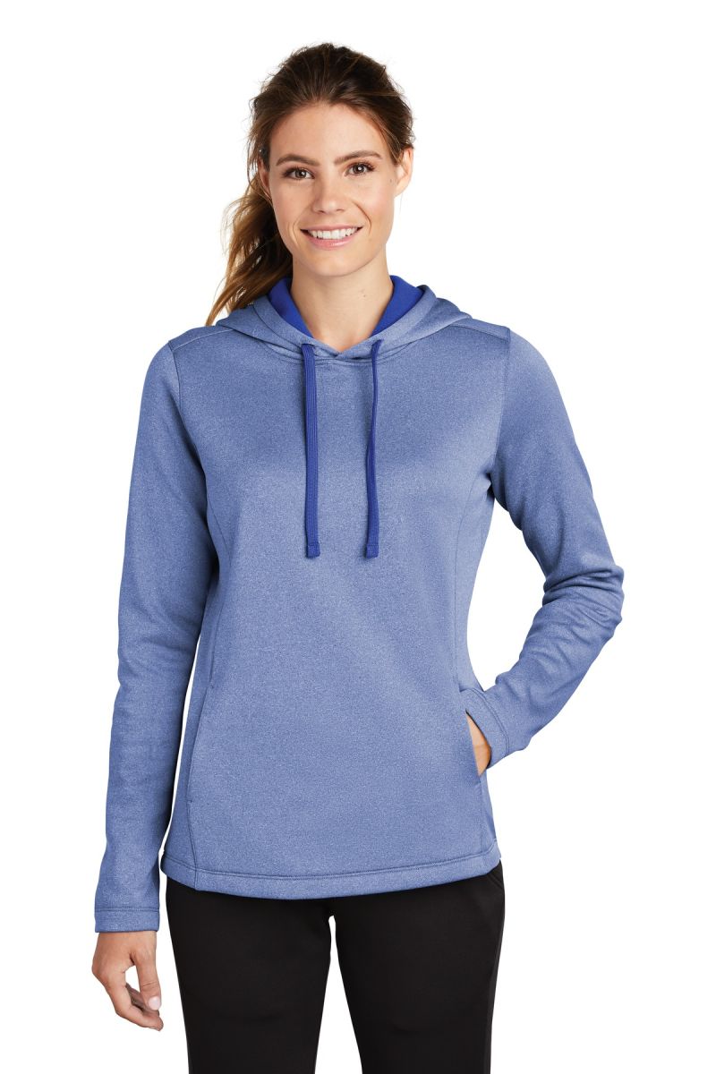 Sport-Tek  ®  Women's PosiCharge  ®  Sport-Wick  ®  Heather Fleece Hooded Pullover