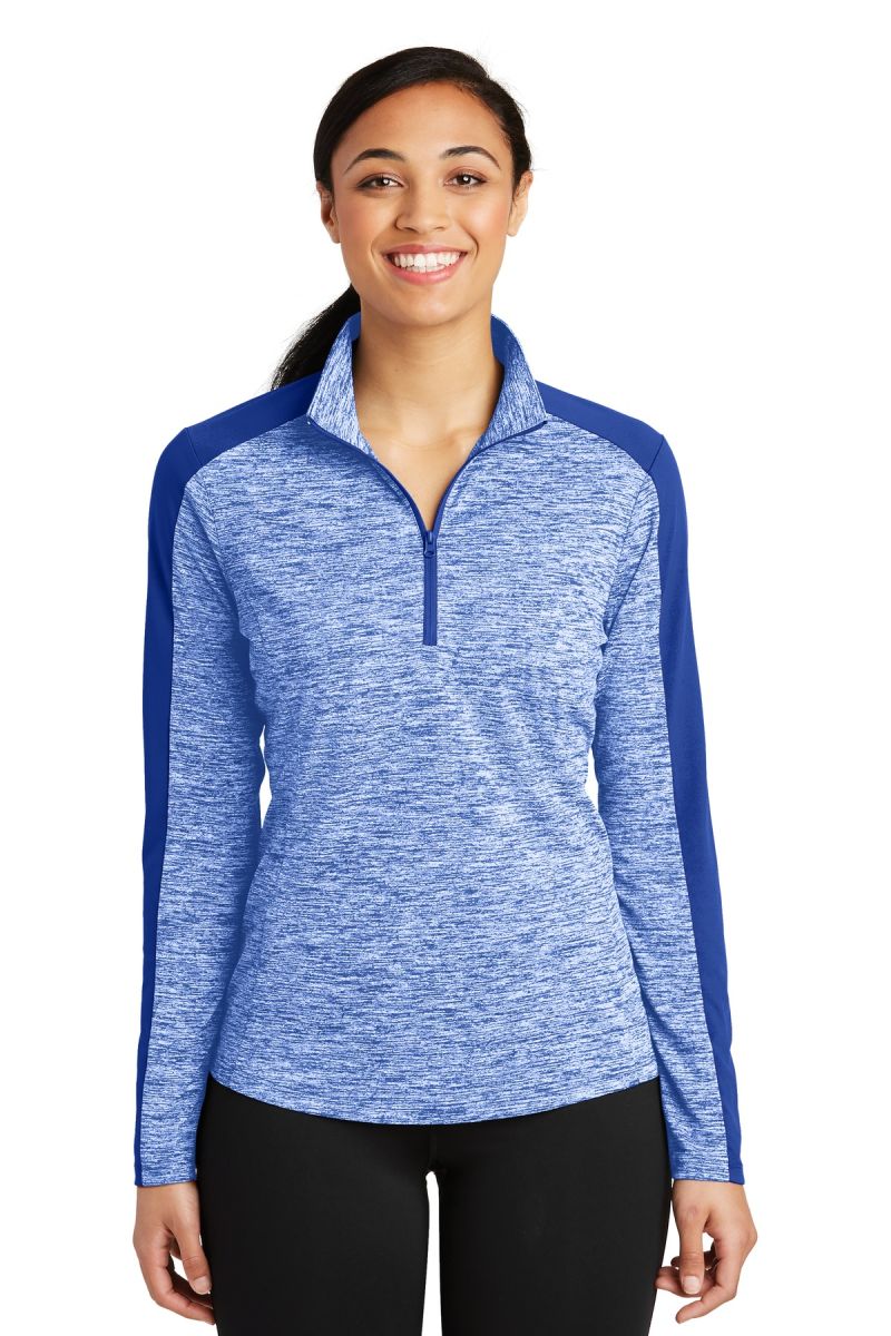 Sport-Tek ®  Women's PosiCharge ®  Electric Heather Colorblock 1/4-Zip Pullover