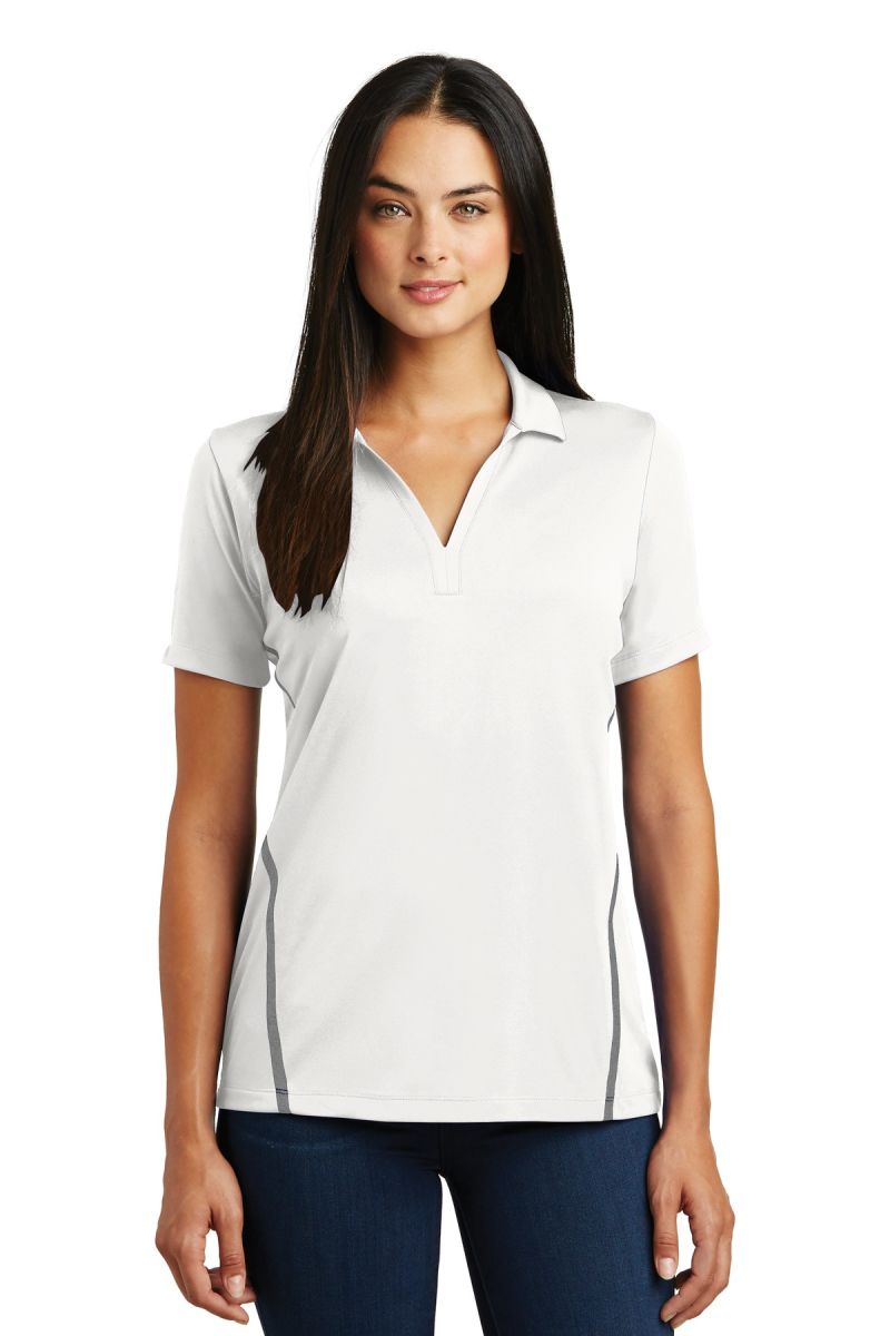  DISCONTINUED  Sport-Tek ®  Ladies Contrast PosiCharge ®  Tough Polo ® 