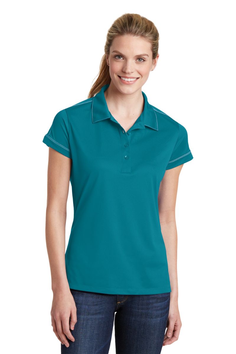  DISCONTINUED  Sport-Tek ®  Women's Contrast Stitch Micropique Sport-Wick® Polo
