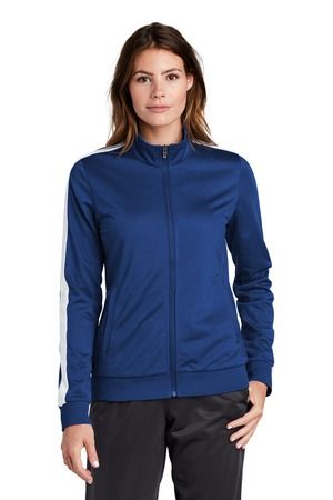 Sport-Tek  ®  Ladies Tricot Sleeve Stripe Track Jacket