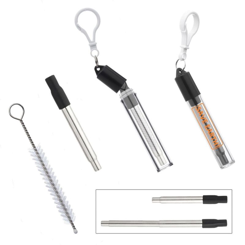 Retractable Stainless Steel Straw W/ Cleaning Kit Reusable