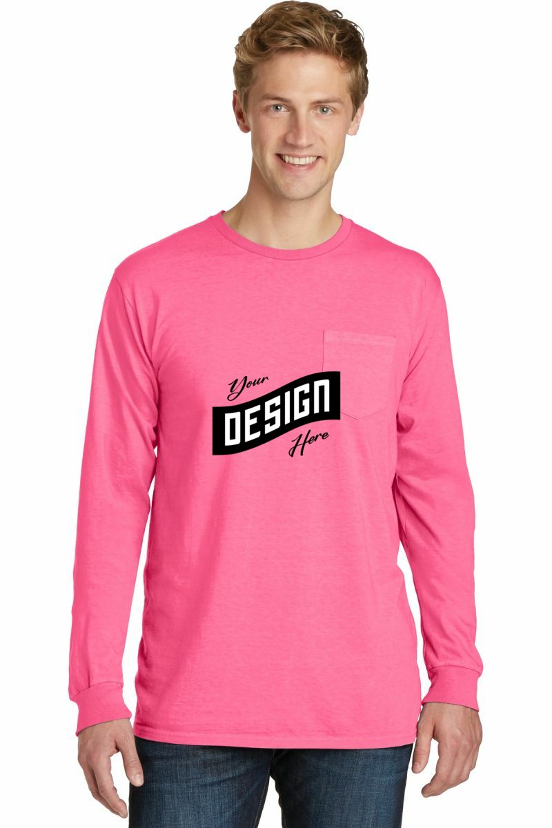  DISCONTINUED  Port & Company ®  Beach Wash ®  Garment-Dyed Long Sleeve Pocket Tee  PC099LSP