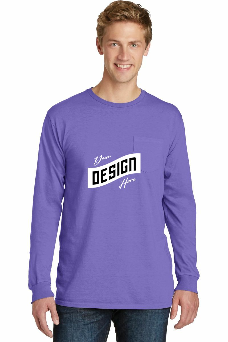  DISCONTINUED  Port & Company ®  Beach Wash ®  Garment-Dyed Long Sleeve Pocket Tee  PC099LSP