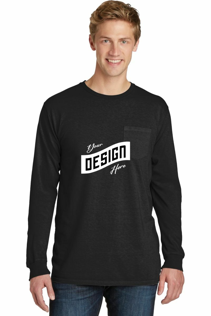  DISCONTINUED  Port & Company ®  Beach Wash ®  Garment-Dyed Long Sleeve Pocket Tee  PC099LSP