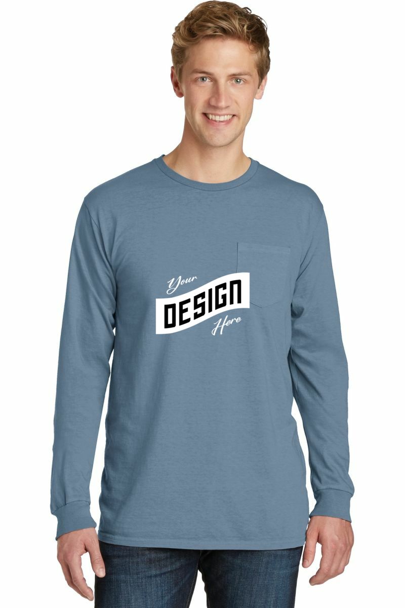  DISCONTINUED  Port & Company ®  Beach Wash ®  Garment-Dyed Long Sleeve Pocket Tee  PC099LSP
