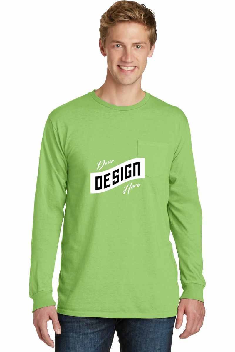  DISCONTINUED  Port & Company ®  Beach Wash ®  Garment-Dyed Long Sleeve Pocket Tee  PC099LSP