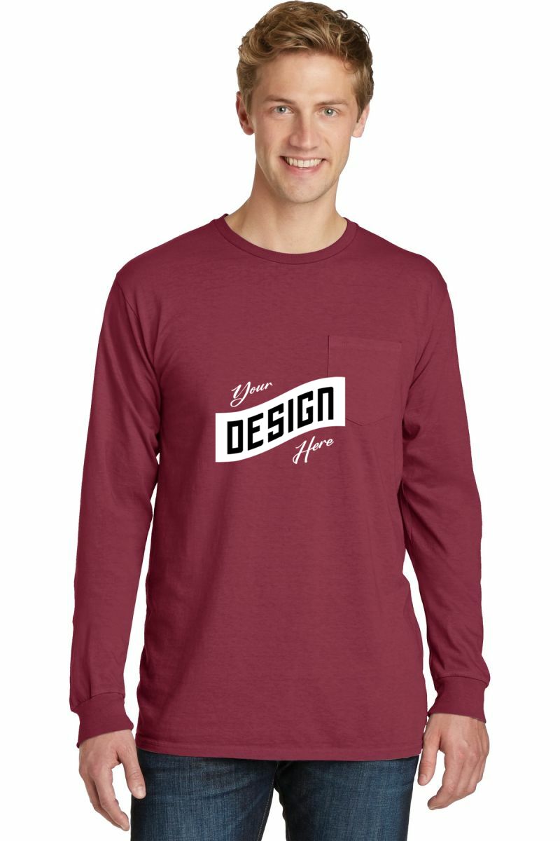  DISCONTINUED  Port & Company ®  Beach Wash ®  Garment-Dyed Long Sleeve Pocket Tee  PC099LSP