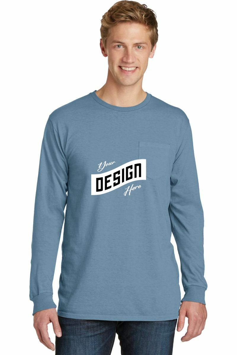  DISCONTINUED  Port & Company ®  Beach Wash ®  Garment-Dyed Long Sleeve Pocket Tee  PC099LSP