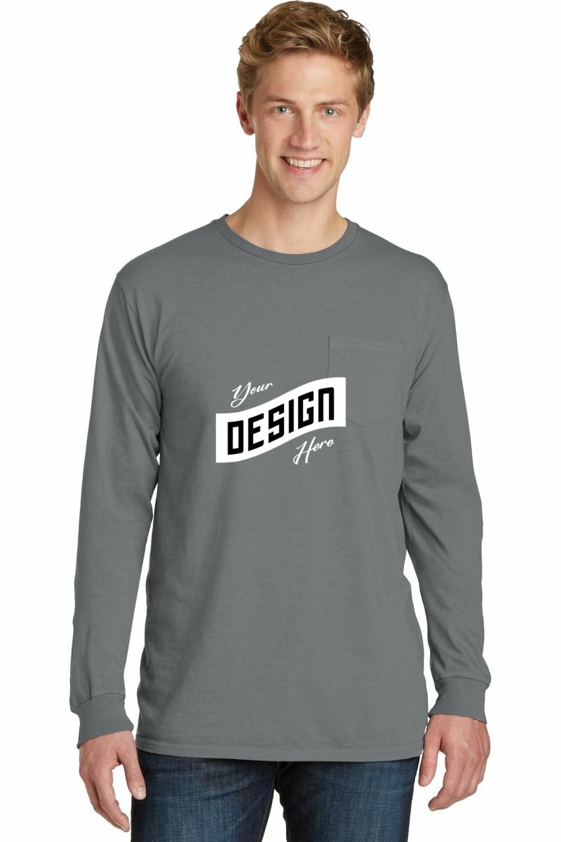  DISCONTINUED  Port & Company ®  Beach Wash ®  Garment-Dyed Long Sleeve Pocket Tee  PC099LSP
