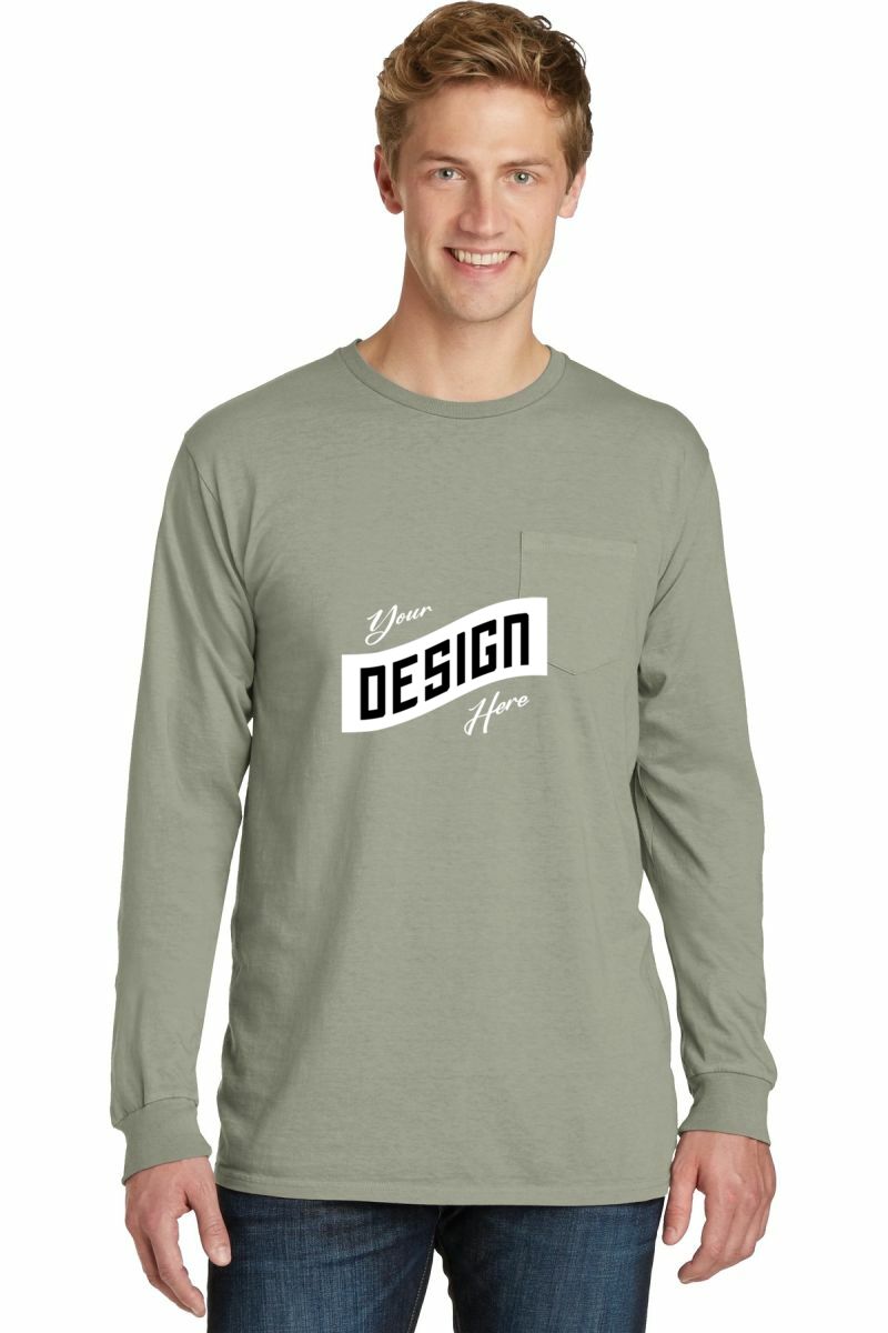  DISCONTINUED  Port & Company ®  Beach Wash ®  Garment-Dyed Long Sleeve Pocket Tee  PC099LSP