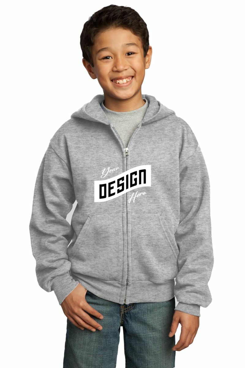 Port & Co Youth Core Fleece Full-Zip Hooded Sweatshirt