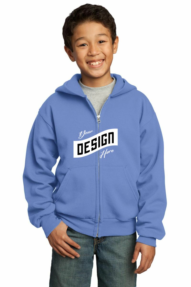 Port & Co Youth Core Fleece Full-Zip Hooded Sweatshirt