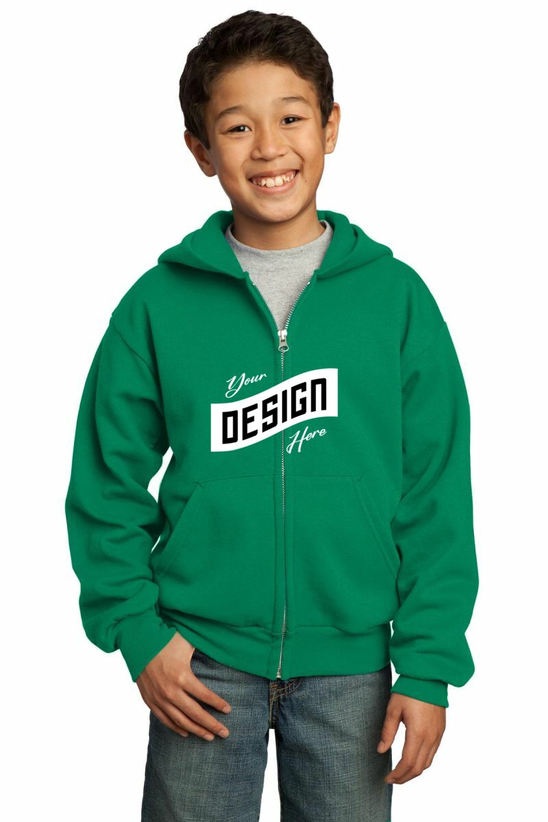 Port & Co Youth Core Fleece Full-Zip Hooded Sweatshirt