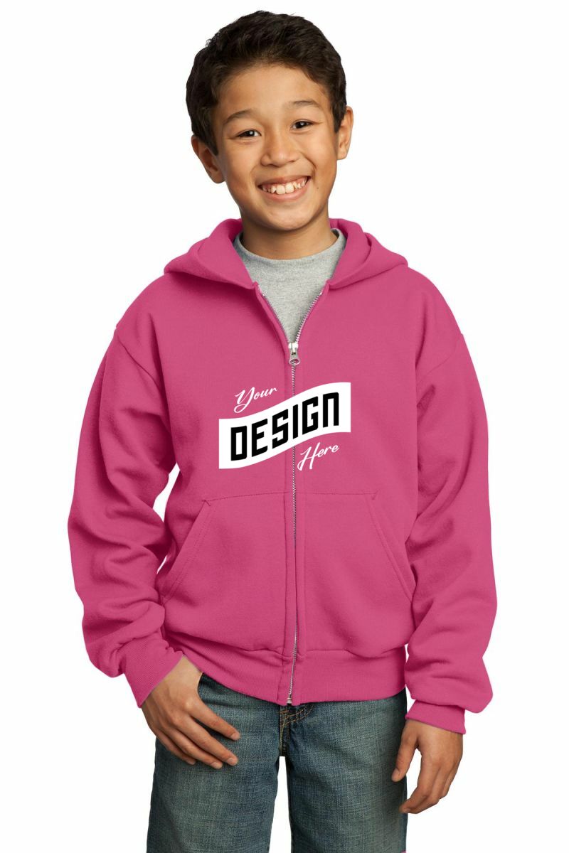 Port & Co Youth Core Fleece Full-Zip Hooded Sweatshirt