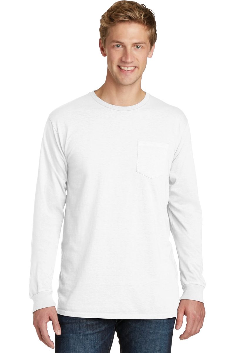  DISCONTINUED  Port & Company ®  Beach Wash ®  Garment-Dyed Long Sleeve Pocket Tee  PC099LSP