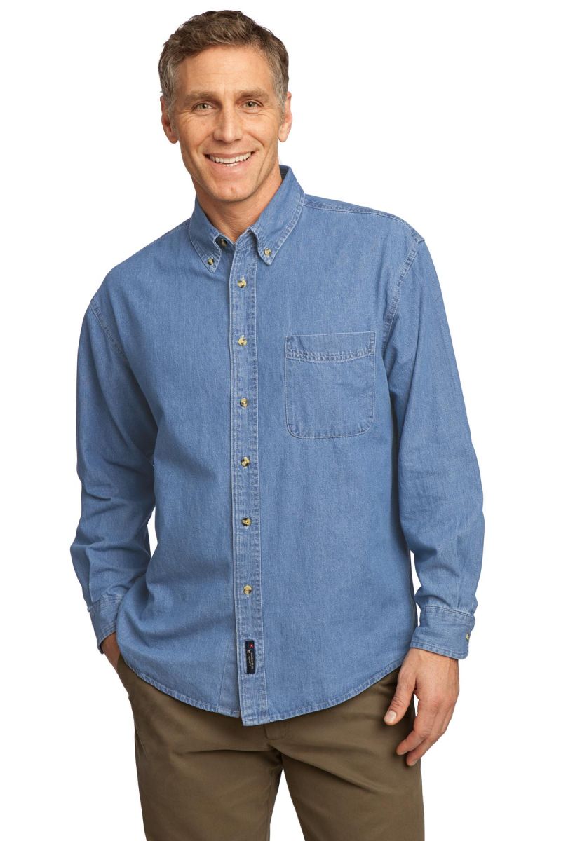 Port & Co   Long Sleeve Value Denim Shirt