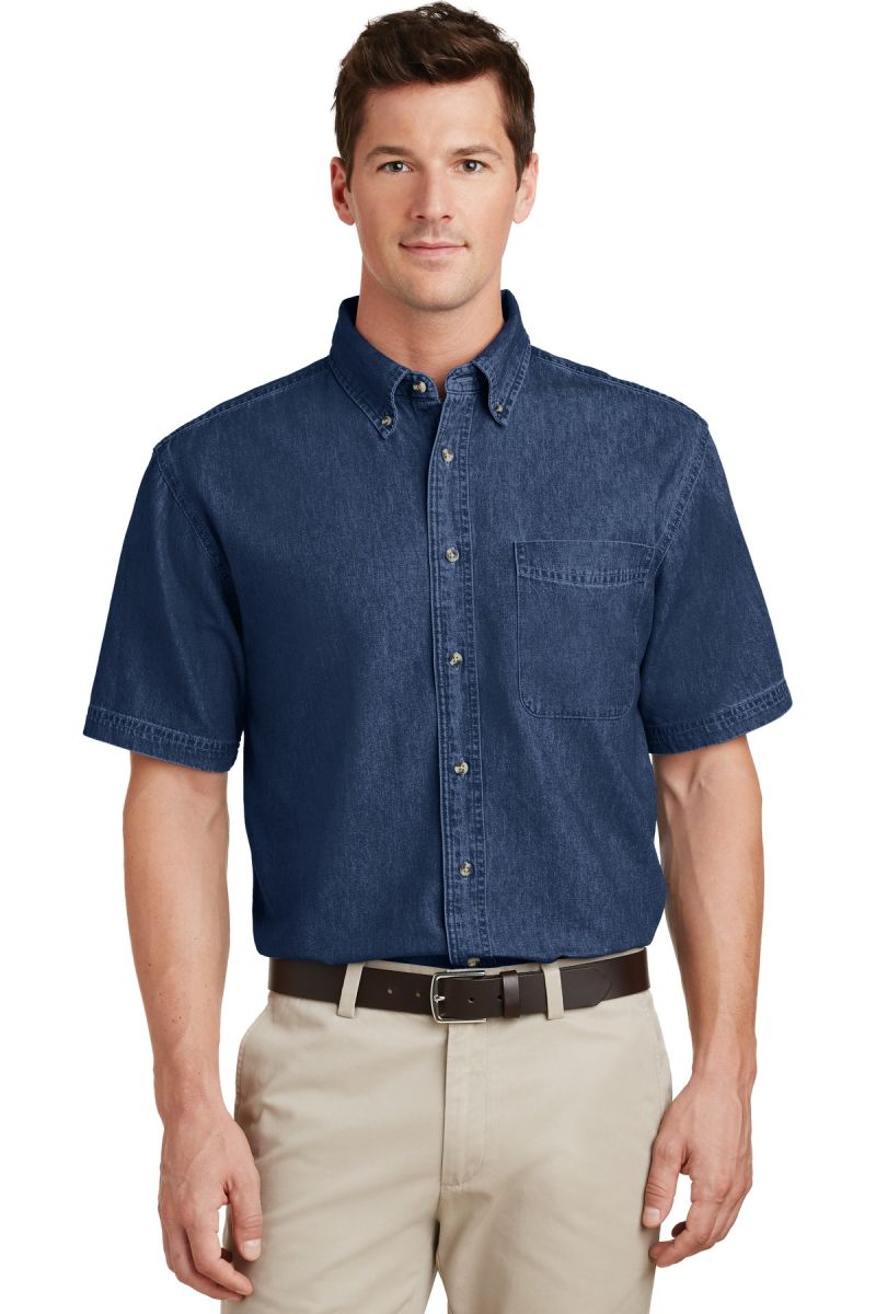 Port & Co   Short Sleeve Value Denim Shirt