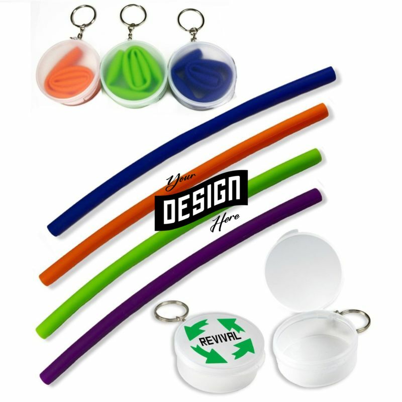Reusable Soft Silicone Straw W/ Carrying Case & Keyring